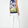Blue Paisley Contrast Border Print Top