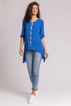 Royal Blue Asymmetric Abstract Button Detail Top -Outlet Modi Qube Store c6d8e52d 6d4f 4a32 8c05 ecb234345282