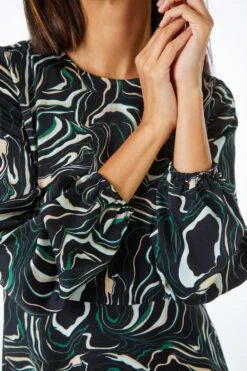 Black Marble Print Fit & Flare Dress -Outlet Modi Qube Store c7034cd0 c4d7 4a8c 97b0 4becf7b44dab