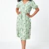 Green Petite Floral Print Shirred Midi Dress -Outlet Modi Qube Store c73a67cf 0ee0 4873 92b2 dc601a7540eb