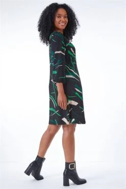 Navy Petite Notch Neck Jacquard Dress -Outlet Modi Qube Store c79b753c 5d9d 478c bab7 1933c60ad795