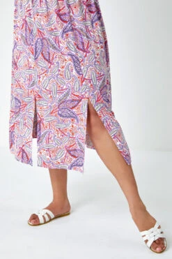 Purple Curve Paisley Print Shirred Midi Dress -Outlet Modi Qube Store c7b3ee3b e336 4ff0 aa37 73009293a746