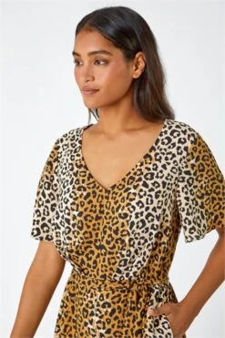 Camel Animal Print Bias Stretch Midi Dress -Outlet Modi Qube Store c8522b8e 2c8b 4444 9593 6055c89d1f07