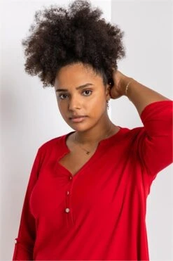 Red Curve Spot Print Peplum Top