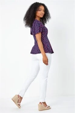 Navy Petite Polka Dot Ruched Stretch Dress -Outlet Modi Qube Store c89e99ce 4289 4cca 8f78 307f53a982d1