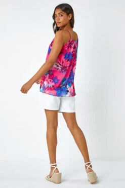 Pink Floral Print Chiffon Cami Top -Outlet Modi Qube Store c89ff7c7 b802 4308 a86f 520500a0b265