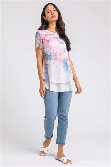Ivory Embellished Floral Print T-Shirt 6 Ivory Embellished Floral Print T-Shirt - Image 4