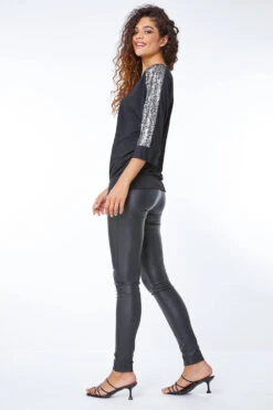 Black Sequin Trim Stretch Jersey Top 9 Black Sequin Trim Stretch Jersey Top -Outlet Modi Qube Store cdc018ea 1498 4939 95d2 0b232fd8798b