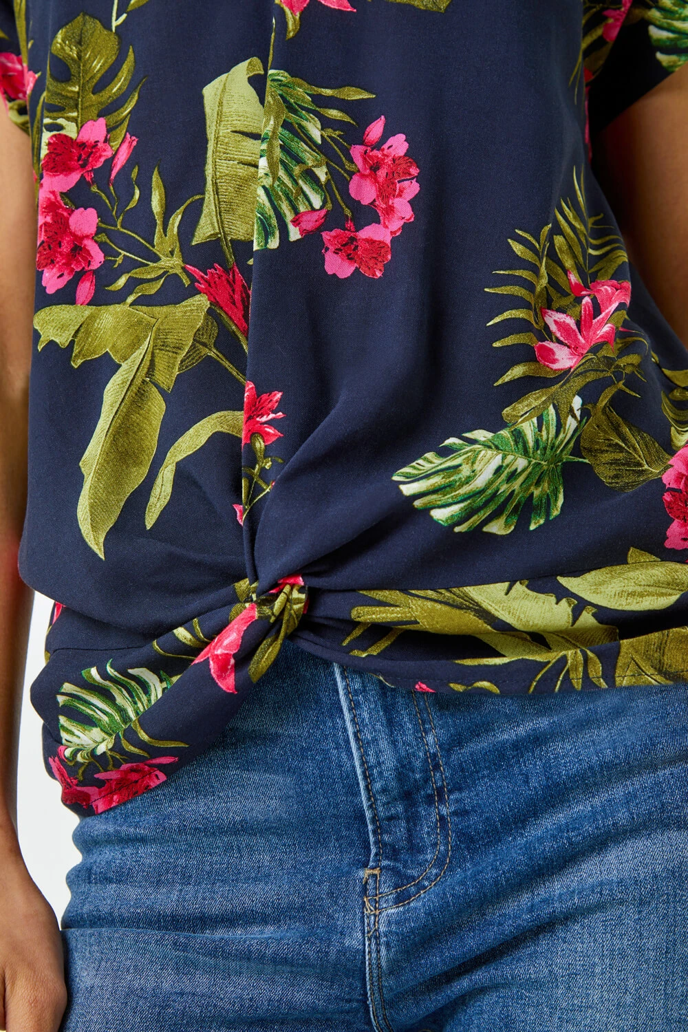 Pink Floral Palm Print Twist Top 7 Pink Floral Palm Print Twist Top - Image 5