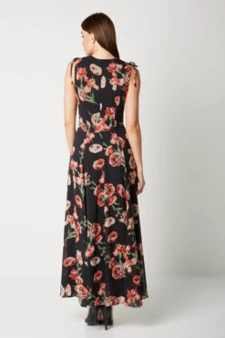 Red V-Neck Frill Poppy Maxi Dress -Outlet Modi Qube Store cf6bdcc5 1157 4a82 b4d7 4aecc0bede4e