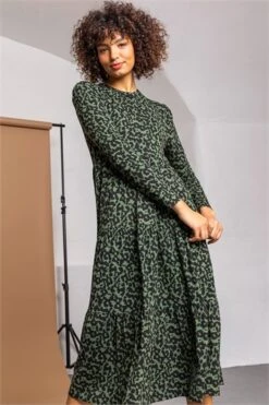 Green Animal Print Midi Dress -Outlet Modi Qube Store cfd1bf62 7eb8 4dc8 8a1f 3fec8c6ea035