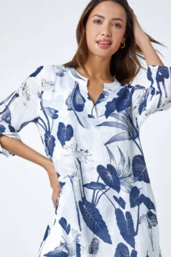 Navy Palm Print Wrap Hem Tunic Top -Outlet Modi Qube Store d00e0afc da91 4d66 927a b3d02bc9e549