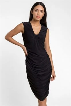 Black Knot Detail Premium Stretch Midi Dress -Outlet Modi Qube Store d1042917 5ab2 4df1 8e9d e040dd95490e