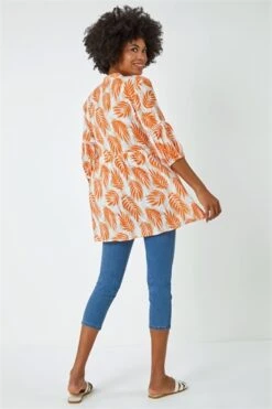 Orange Sleeveless Floral Print Vest -Outlet Modi Qube Store d3671a67 0603 4f97 8178 1efa77e60a78