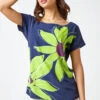 Lime Contrast Floral Print T Shirt