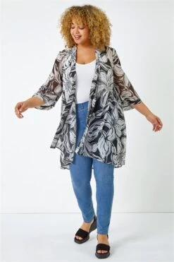 Navy Petite Border Print Embellished Kimono -Outlet Modi Qube Store d4a9453e 0917 41cf a28a dc50bf49502c