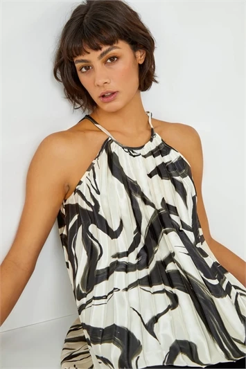 Blue Swirl Print Halter Neck Top 5 Blue Swirl Print Halter Neck Top - Image 3