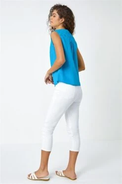 Turquoise Longline Button Detail Tunic Top -Outlet Modi Qube Store d696677f 2c18 4b2e 8e5f 64f112a5cfd8