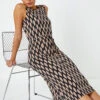 Black Abstract Print Drawcord Stretch Midi Dress -Outlet Modi Qube Store d702c910 0084 4796 86c8 0b78f59007ce