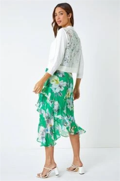 Cerise Sleeveless Jacquard Dipped Hem Midi Dress -Outlet Modi Qube Store d7a7955f d39c 4585 b483 0f6b903bc225