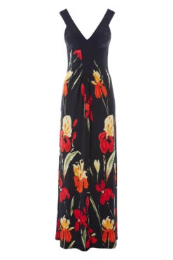 Black Floral Stretch Jersey Maxi Dress -Outlet Modi Qube Store d7e565f2 40fa 4b58 a050 d98d2a4215df