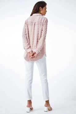 Light Pink Textured Spot Button Up Blouse -Outlet Modi Qube Store d8266dc6 9277 4591 9b4c ccffc395c7fa