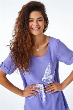 Dark Orange Dandelion Floral Hanky Hem Tunic Top -Outlet Modi Qube Store d84e2903 cd4c 4fc4 83c0 d42700a0344b