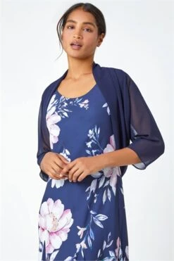 Navy Sleeveless Floral Print Bias Midi Dress -Outlet Modi Qube Store d867f9d8 d336 4644 a284 782f1ebd0e94