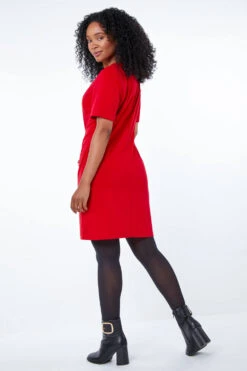 Red Petite Button Detail Shift Dress -Outlet Modi Qube Store d873d1f7 c7f2 4aa5 a153 e045245a57ff