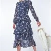 Navy Floral Print Frill Detail Midi Dress 1 Navy Floral Print Frill Detail Midi Dress -Outlet Modi Qube Store da573f56 08af 4eac 94b7 33f6e9be4ade
