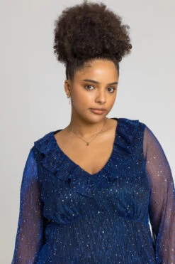 Royal Blue Curve Metallic Plisse Frill Neck Tunic Top 9 Royal Blue Curve Metallic Plisse Frill Neck Tunic Top -Outlet Modi Qube Store da9d7101 28b1 4818 8685 38299f7f91bd