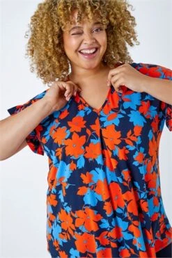 Orange Curve Floral Print Midi Wrap Dress -Outlet Modi Qube Store dad96d64 6d6c 4987 a7ab b7ac432b7da3