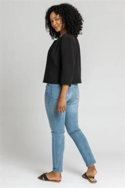 Black Petite Floral Print Ruched Midi Dress