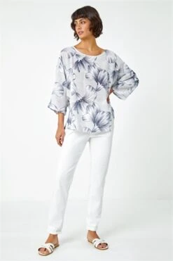 Ivory Spot Print Oversized Cotton Tee -Outlet Modi Qube Store dcf53123 903b 4702 8284 1959763328d4