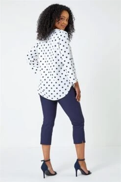 Blue Petite Collarless Cotton Shirt -Outlet Modi Qube Store dd189a24 09e4 4a5f a212 9257edbdb397