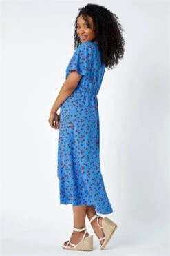 Blue Petite Ditsy Floral Stretch Dress -Outlet Modi Qube Store dd7327d4 eef3 4a2d b038 8766b4ec5084