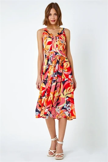 Orange Tropical Print Relaxed Kimono Top 6 Orange Tropical Print Relaxed Kimono Top - Image 4