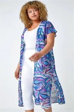 Blue Curve Floral Print Relaxed Top