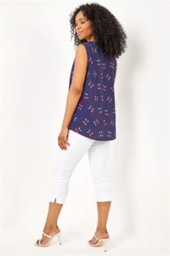 Navy Petite Cherry Spot Print Wrap Dress