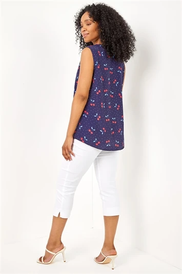 Navy Petite Cherry Spot Print Wrap Dress 3 Navy Petite Cherry Spot Print Wrap Dress