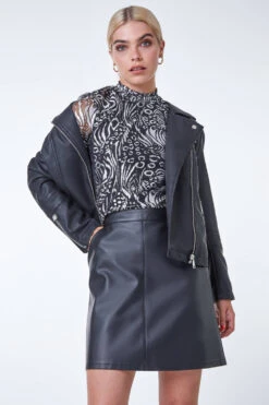 Silver High Neck Metallic Animal Blouse -Outlet Modi Qube Store dfd2218a 6822 46c6 9e9d 2ebfd75590b9