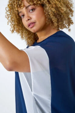 Navy Curve Chiffon Overlay Top -Outlet Modi Qube Store e10226a8 5c23 4ce5 bde9 99b3579059e4