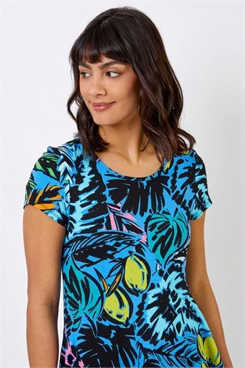 Turquoise Tropical Print Maxi Dress 5 Turquoise Tropical Print Maxi Dress - Image 3