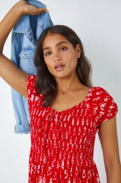 Red Boho Print Tiered Maxi Dress 14 Red Boho Print Tiered Maxi Dress -Outlet Modi Qube Store e25b2024 ebf2 456c 9344 97ef05829771