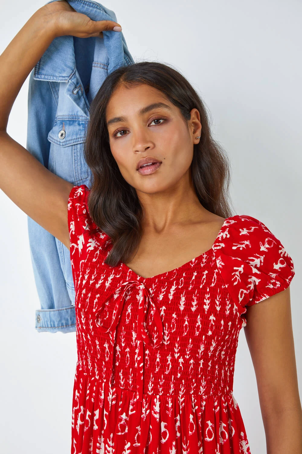 Red Boho Print Tiered Maxi Dress 8 Red Boho Print Tiered Maxi Dress - Image 6