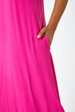 Fuchsia Plain Stretch Jersey Pocket Midi Dress -Outlet Modi Qube Store e3e4125b 60b8 4839 b2a7 e8e0c543f5f9