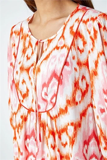 Orange Spot Print Hanky Hem Tunic Top 4 Orange Spot Print Hanky Hem Tunic Top - Image 2