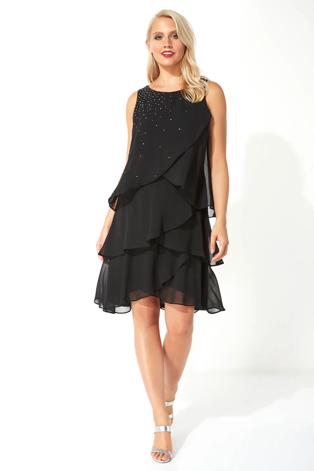 Black Embellished Frill Swing Dress 4 Black Embellished Frill Swing Dress - Image 2