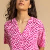 Cerise Spot Print V-Neck Tunic Top -Outlet Modi Qube Store e7ae198e a0f2 43c2 bcaf fa0d483bd335