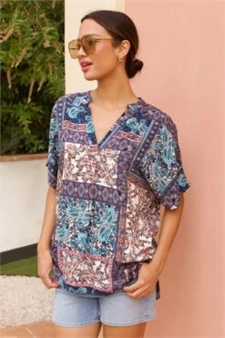 Orange Paisley Print Button Detail Top -Outlet Modi Qube Store e8279601 3a1f 4890 a1d6 dbf5c47a6d5a